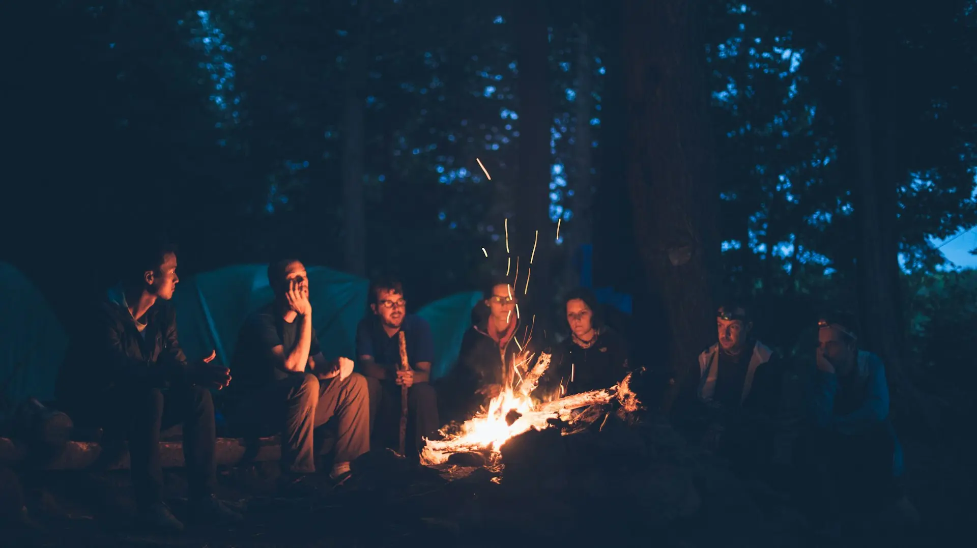 people having a bonfire